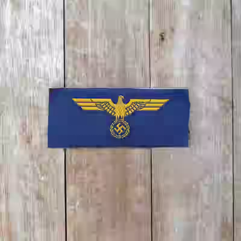 Kriegsmarine Enlisted Men's Silk Woven Breast Eagle - WWII-era Kriegsmarine enlisted men silk woven breast eagle with yellow eagle on blue background.