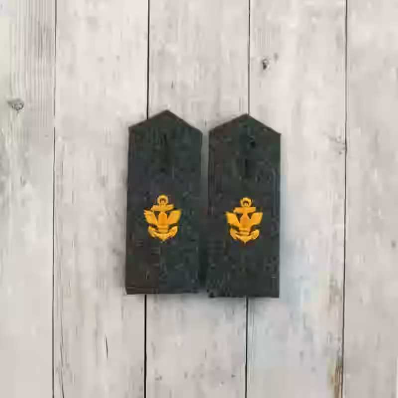 Kriegsmarine Coastal Artillery Enlisted Men's Shoulder Boards M40 - WWII-era Kriegsmarine M40 enlisted men’s coastal artillery shoulder boards with yellow embroidered emblem on feldgrau wool.