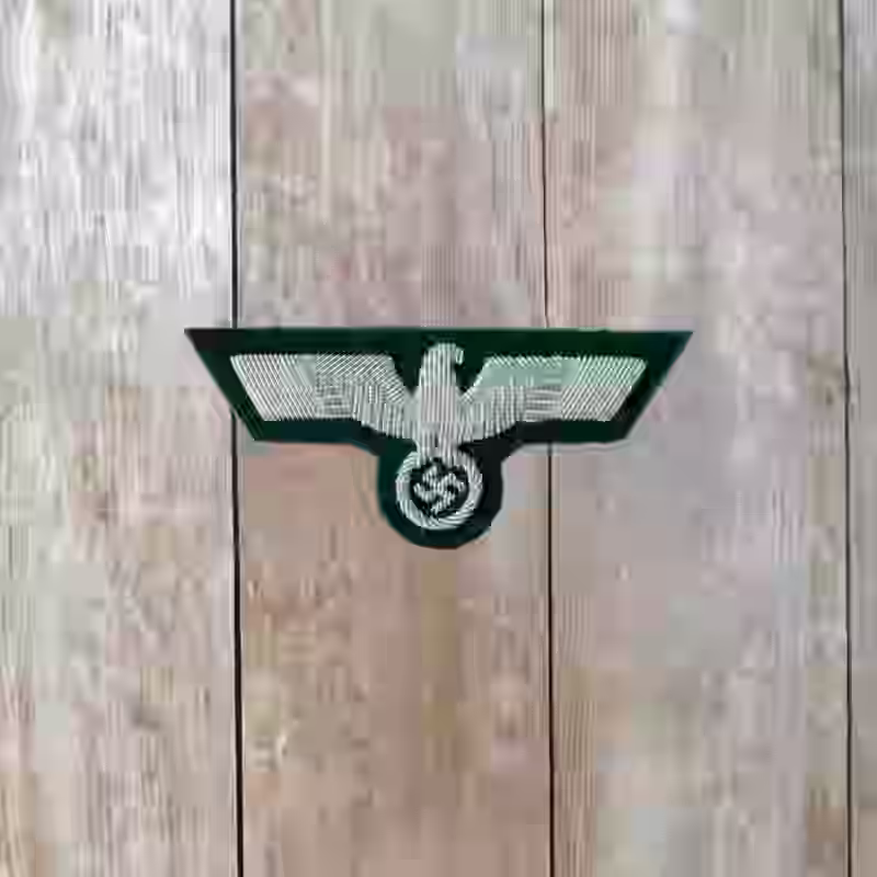 Wehrmacht Army Officer's Hand Embroidered Silver Breast Eagle - WWII-era Wehrmacht officers’ hand-embroidered silver breast eagle.
