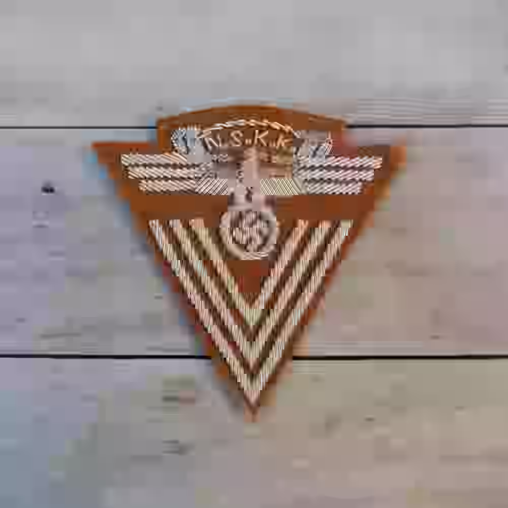NSDAP NSKK Old Fighter's Sleeve Chevron - Hand-embroidered NSDAP NSKK old fighters sleeve chevron for early Nazi Party members.