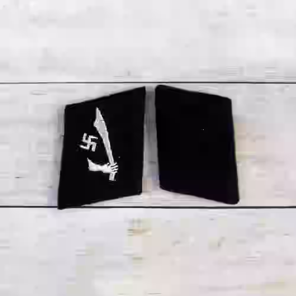 Waffen-SS Handschar Mountain Infantry Division Enlisted Men's Collar Tabs - WWII-era Waffen-SS Handschar enlisted collar tabs with silver thread on black wool.