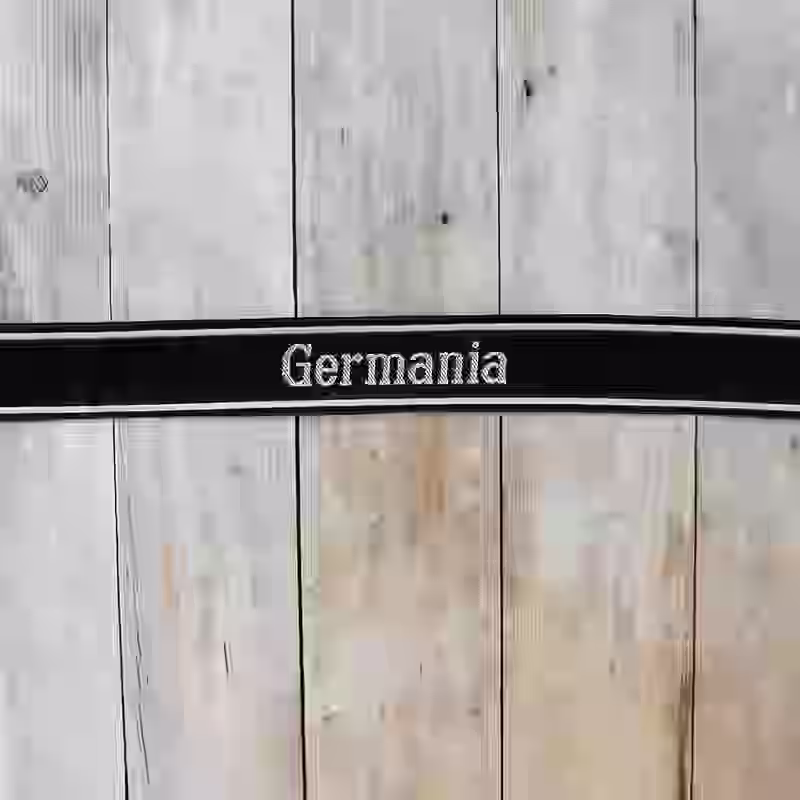 Germania EM Cuff Title - WWII-era Germania enlisted men’s cuff title with grey thread on black woven silk base for SS-Verfügungstruppe and Wiking Division.