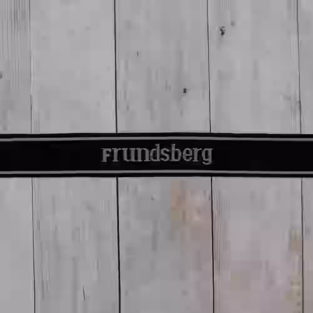 Frundsberg EM Cuff Title - WWII-era Frundsberg enlisted men’s cuff title with grey thread on black woven silk base for 10th SS Panzer Division.