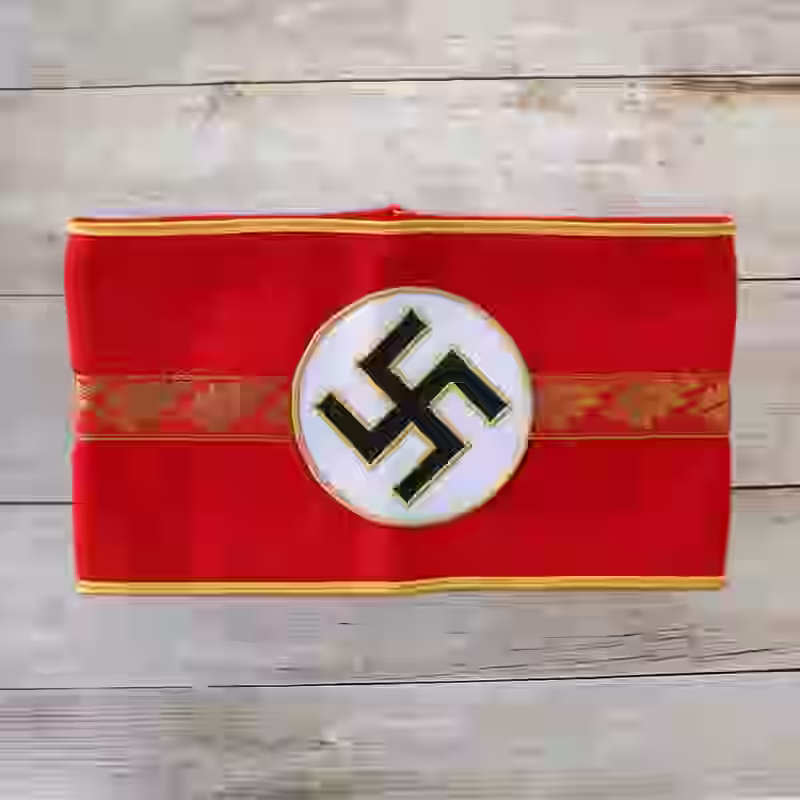 NSDAP Ortsgruppenleiter Armband - WWII-era NSDAP Ortsgruppenleiter armband with red wool and gold thread oak leaves for local group leaders from 1930 to 1945.