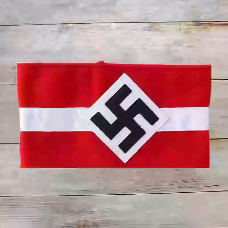 Hitlerjugend 'Hitler Youth' Armband - WWII-era Hitlerjugend armband with machine-embroidered red-white-black swastika on cotton.