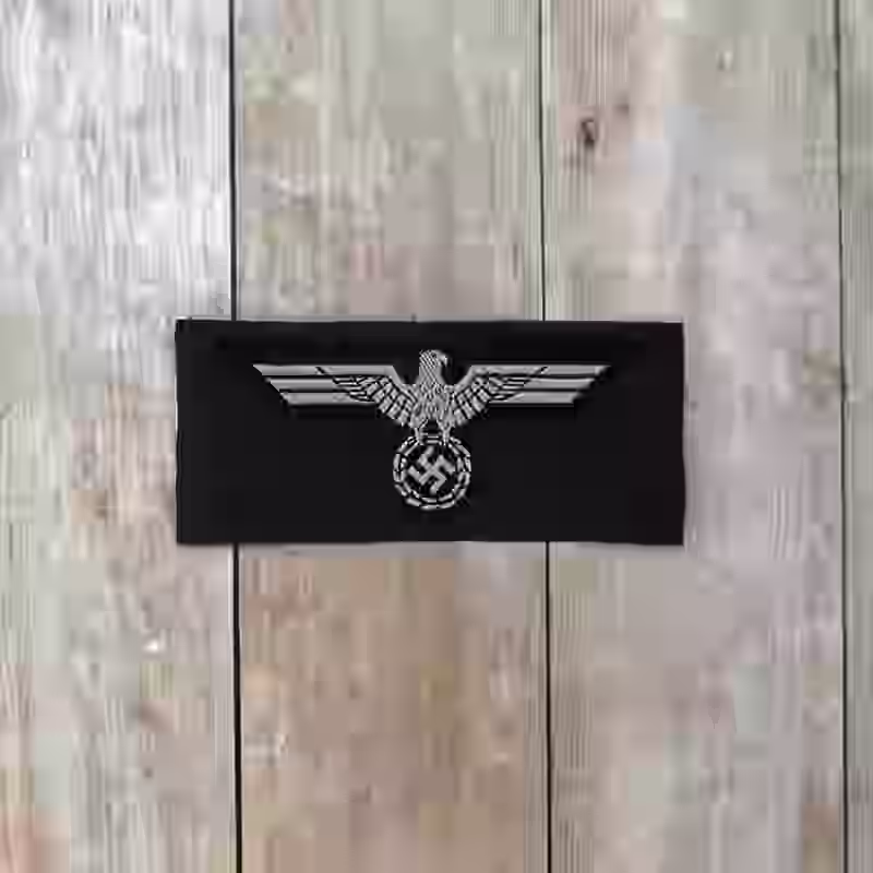 Panzer Enlisted Men's Silk Woven Breast Eagle - WWII-era Panzer enlisted men silk woven breast eagle with white eagle on black background.